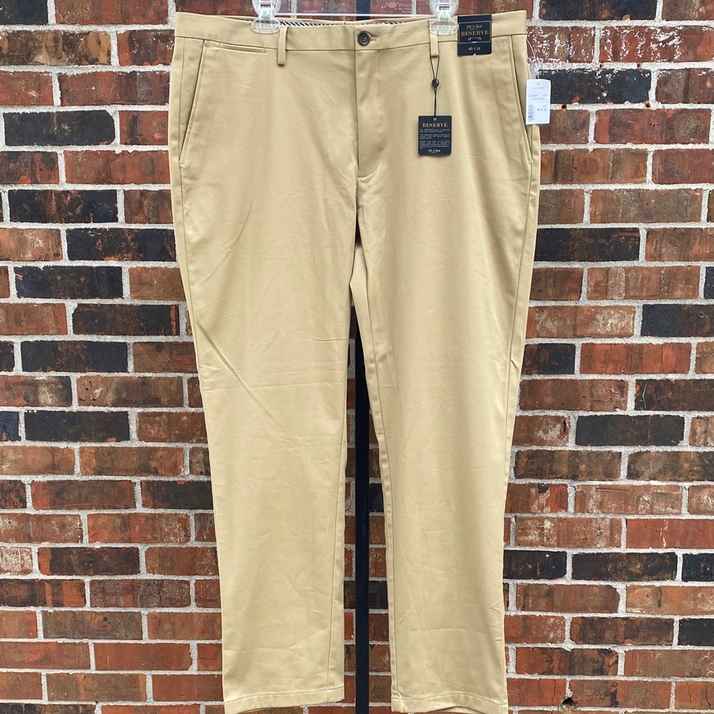 Jos A Bank khaki Pants Reserve Tailored Fit 40 x 30 NWTs Flat Front Tailored Fit